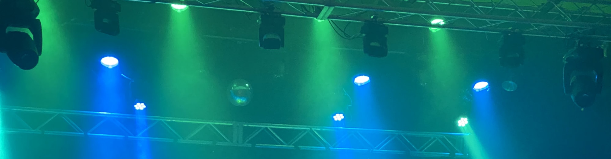 blue and green theater stage lights Sarasota